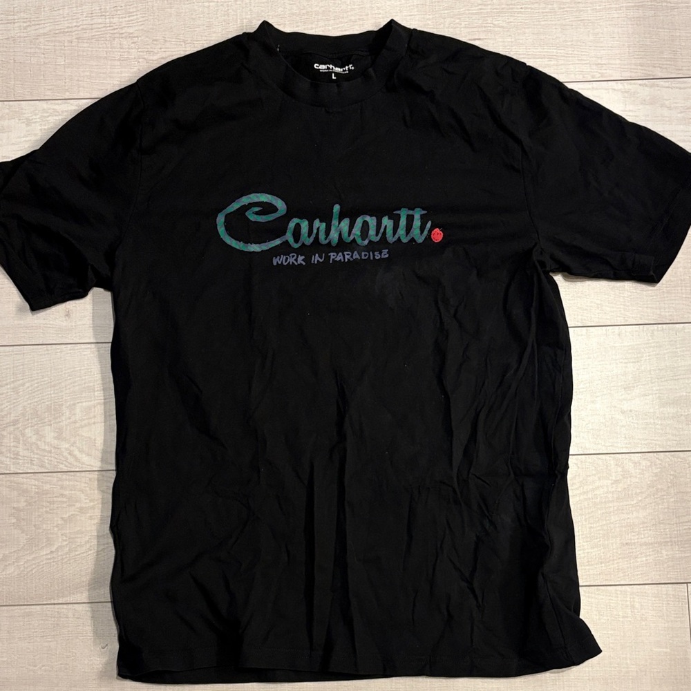 Carhartt Black Tee with Teal Logo